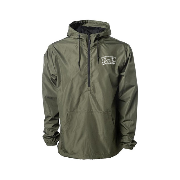 NW Green Embroidered Lightweight Pullover Windbreaker