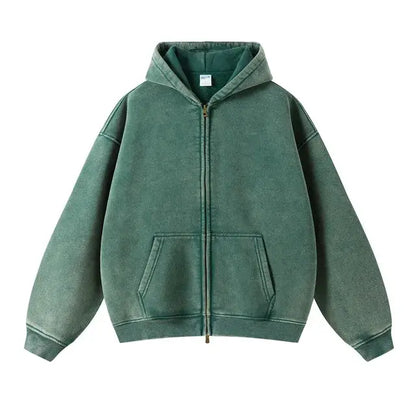 Washed Fleece Zipper Hoodies