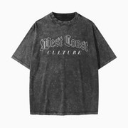 Streetwear American Vintage Waxed Dyed Washed  Heavyweight 100% Cotton T-Shirt