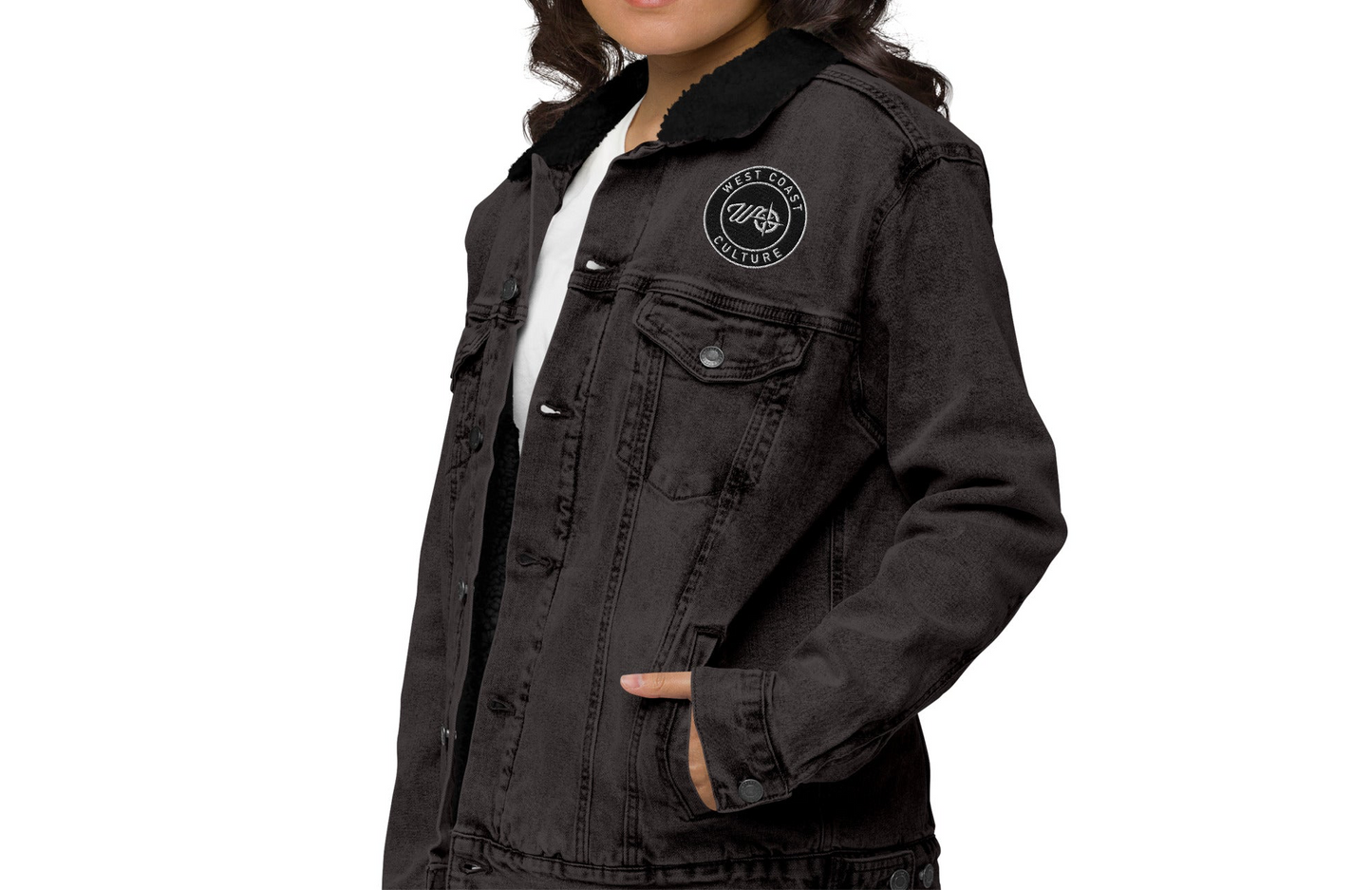 WCC Embroidered Unisex denim sherpa jacket