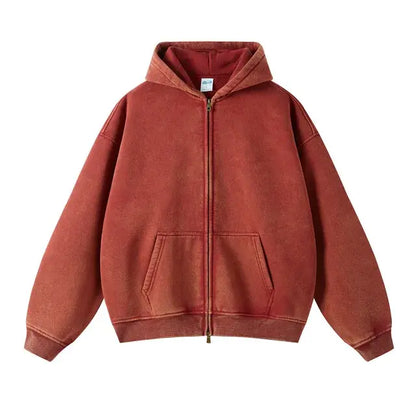 Washed Fleece Zipper Hoodies