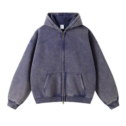 Washed Fleece Zipper Hoodies