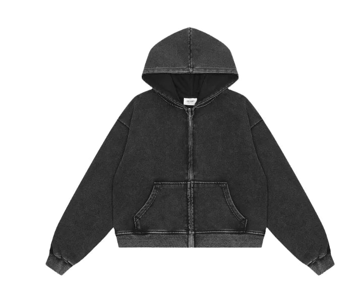 Washed Fleece Zipper Hoodies