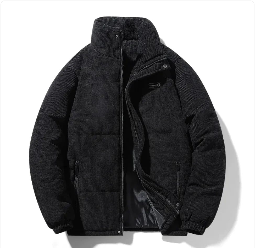 Black Corduroy Fleece-Lined Jacket