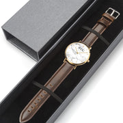 WCC Genuine Leather Stainless Steel Marble Watch (41 mm)