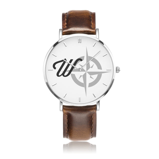WCC Genuine Leather Stainless Steel Compass Watch (41 mm)
