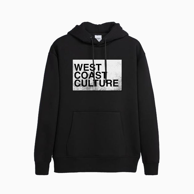 West Coast Culture Box Logo Grunge Print Hoodie