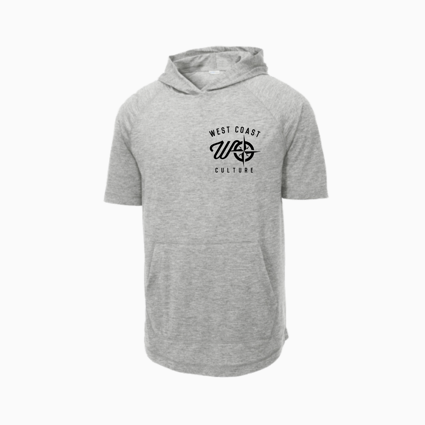 Embroidered Short-sleeve Hoodie Overcast Grey