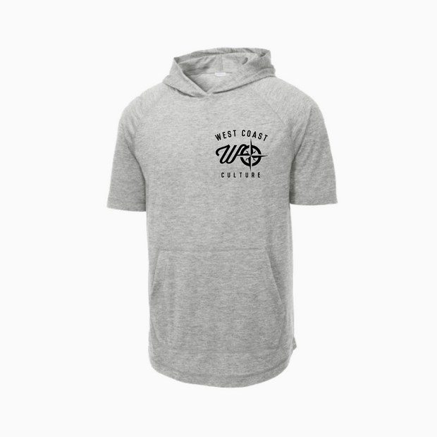 Embroidered Short-sleeve Hoodie Overcast Grey