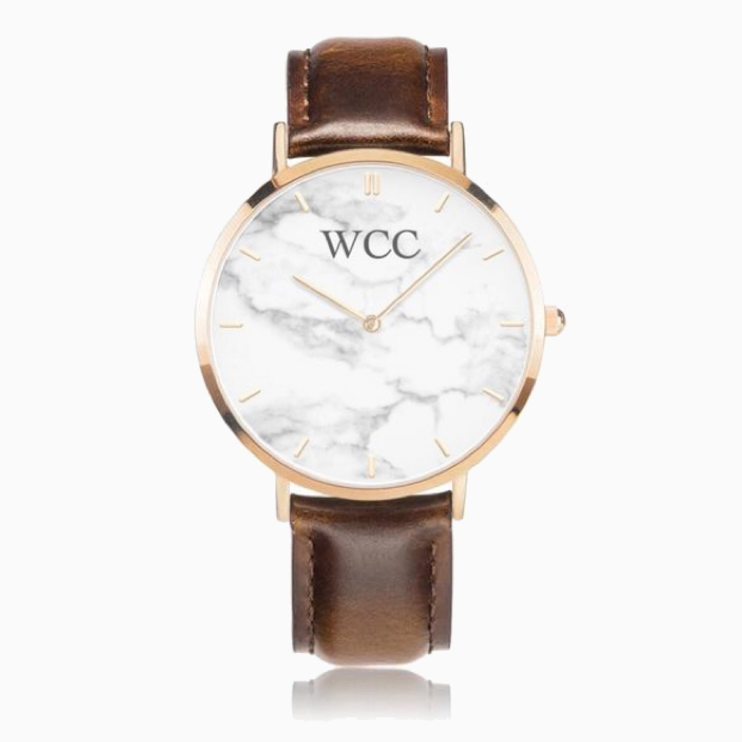 WCC Genuine Leather Stainless Steel Watch 38mm