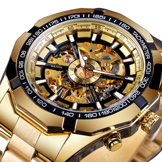 Men’s Luxury Automatic Stainless Steel Gear Watch