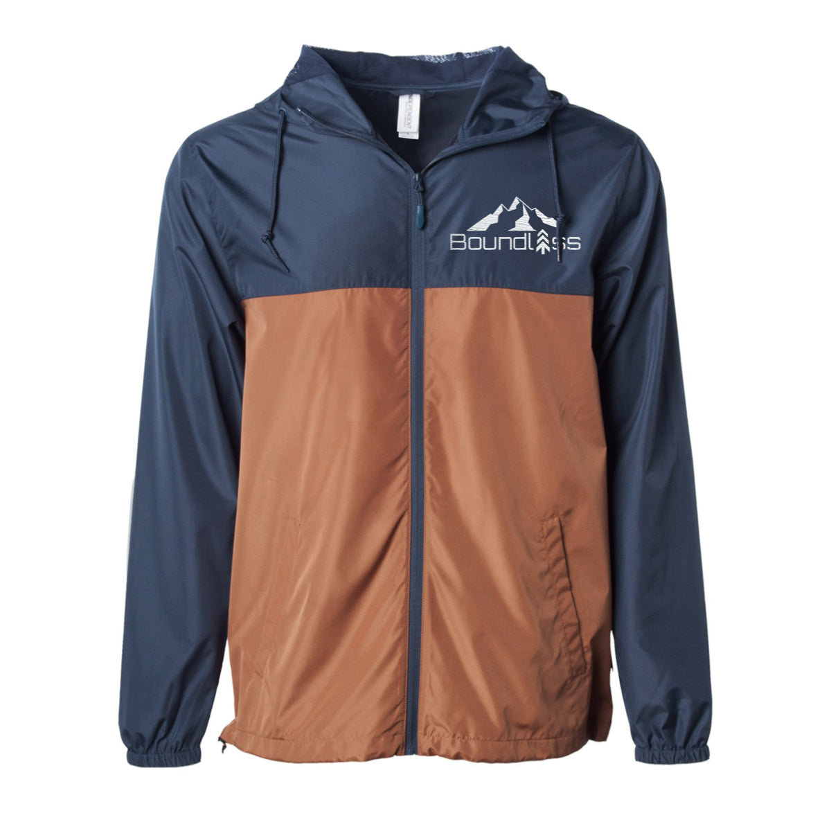 Boundless Embroidered Windbreaker Navy/Saddle