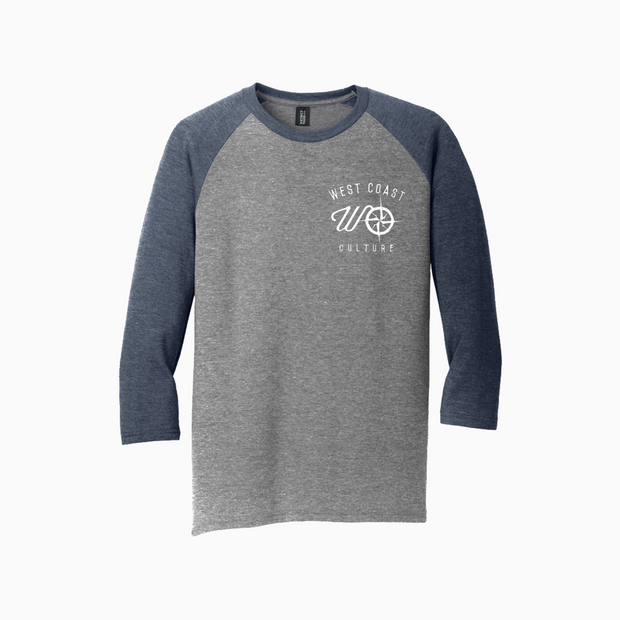 Embroidered 3/4 Sleeve Pacific Navy / Grey